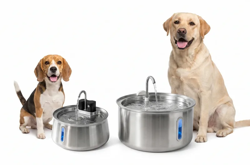 Fontaines 4 L et 7 L avec un beagle et un labrador